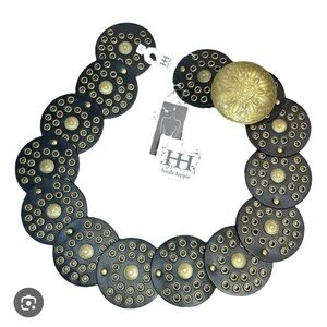 Haute Hippie Brown and Gold concho medallion Belt